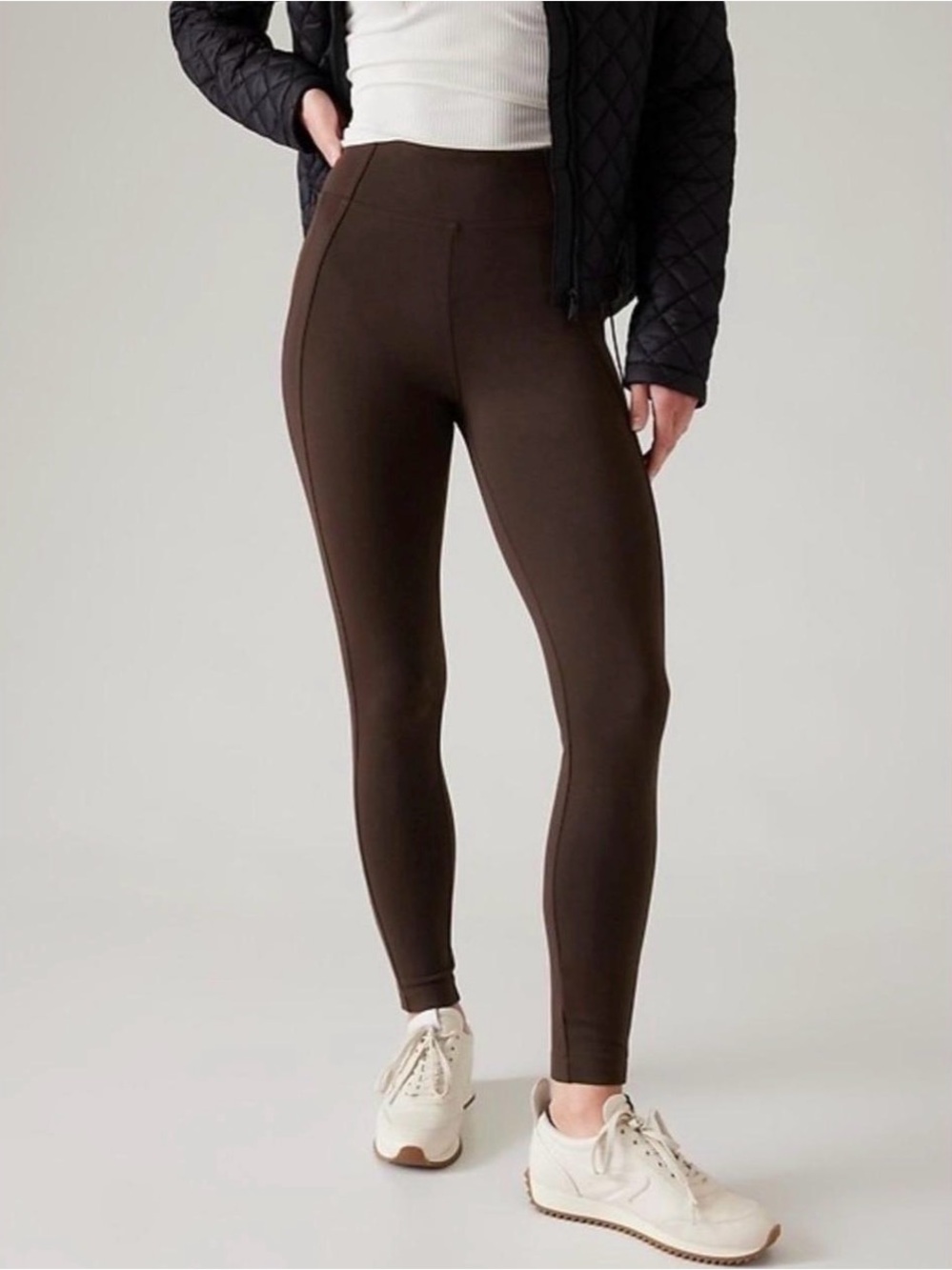 Athleta Delancey Skyline Tight Brown Ankle Zip Leggings XS brown